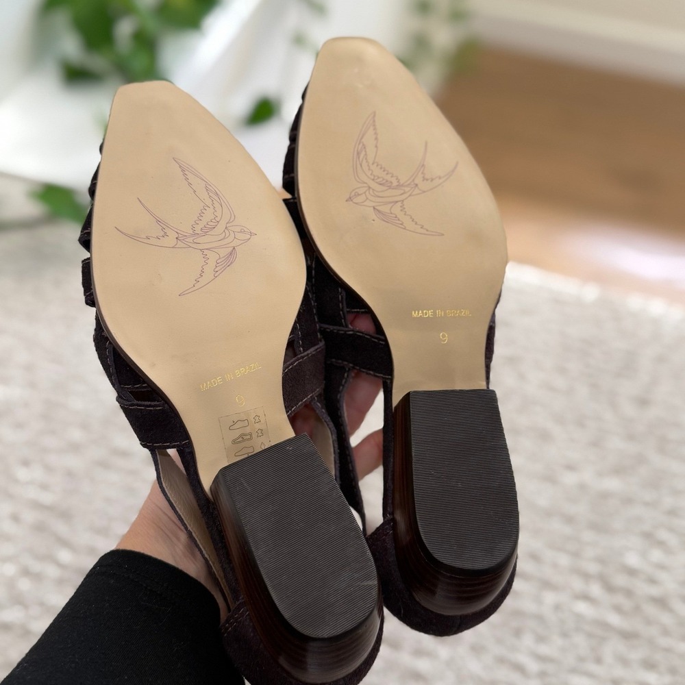 NEW Bird of Flight Gamma D'Orsay Suede Cutout Sandals Brazil 9 Anthropologie - Picture 10 of 12